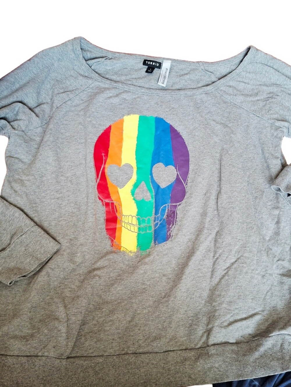 torrid Gray Sweatshirt with Rainbow Skull Graphic Sz 1X Plus